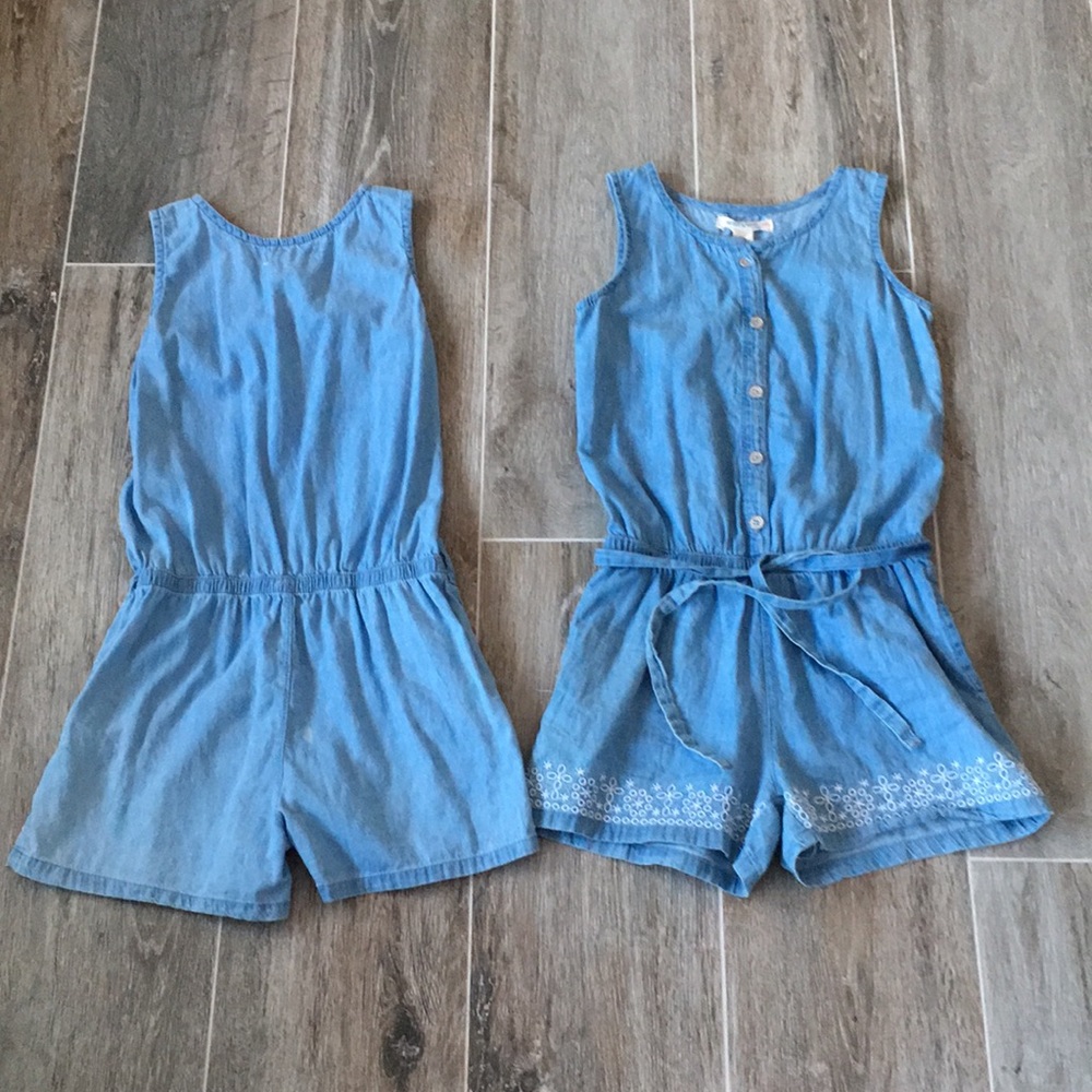 Two light blue laced bottomed rompers from Peru!